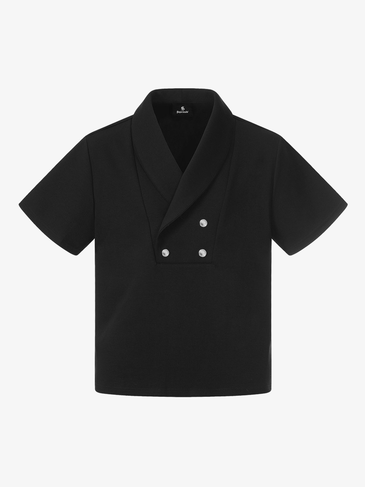 Shawl Collar Button Detail T-Shirt