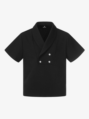 Shawl Collar Button Detail T-Shirt