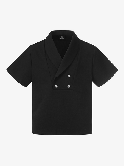 Shawl Collar Button Detail T-Shirt