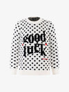 Retro Polka Dot Letter Jacquard Loose Knit Sweater 