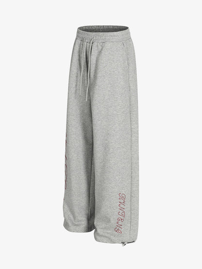 Draped Red Diamond Drawstring Casual Pants 