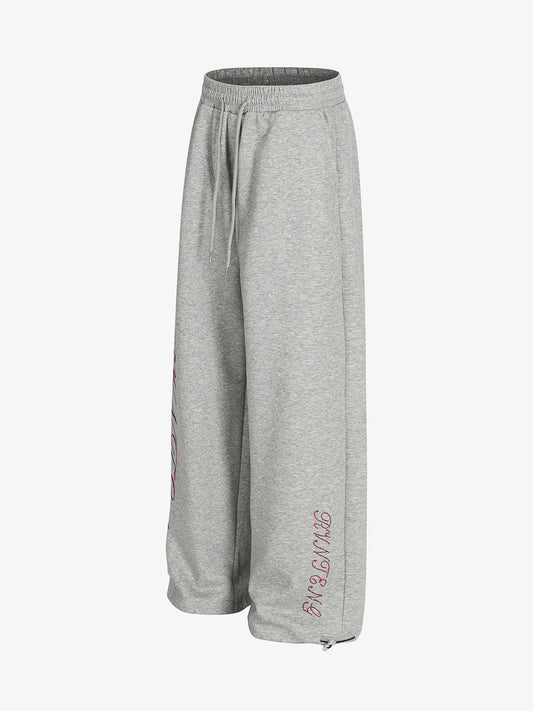 Draped Red Diamond Drawstring Casual Pants 