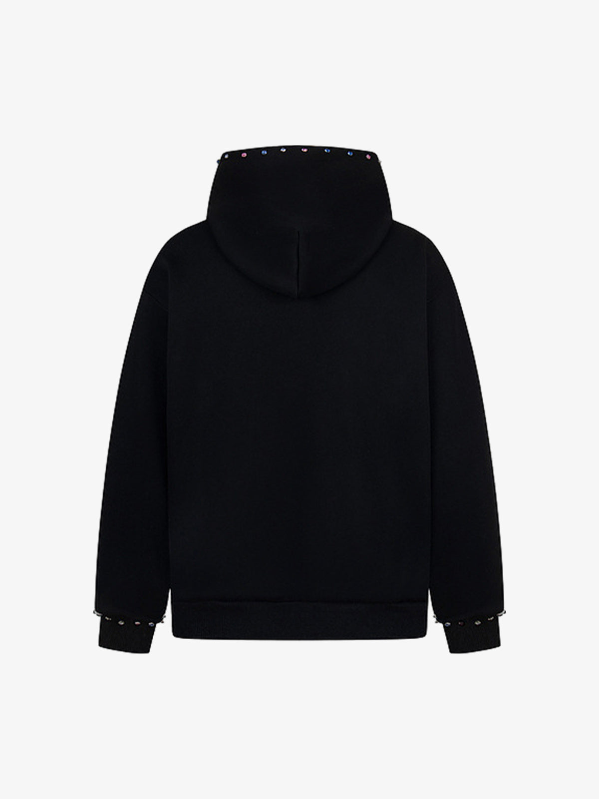 Retro Diamond Beaded Letter Zip Hooded Sweatshirt 