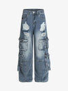Retro Ripped Cargo Jeans 