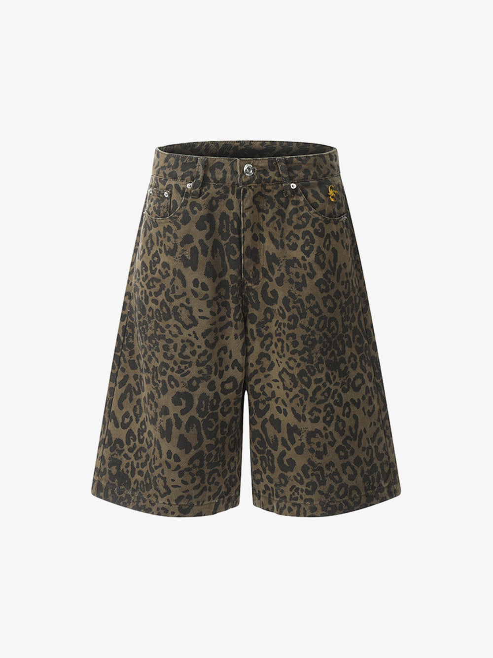 Leopard Print Cotton Wide Leg Shorts 