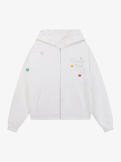 Stylish Embroidered Hoodie with Zip-Up Design for Men and Women - Perfect for Casual Wear 