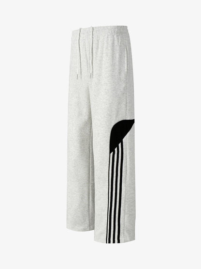 Retro Colorblock Stripe Drawstring Loose Drape Pants 