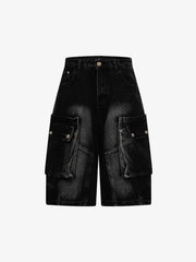 Pantaloncini di jeans cargo con molteplici tasche
