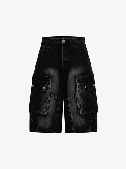 Cargo Multi-Pocket Denim Jorts