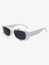 Stylish White Square Sunglasses with Studs for Summer Fashion 