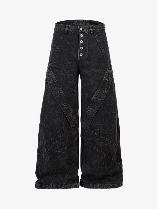 High Street Functional Structured Design Tie-Dye Jeans 