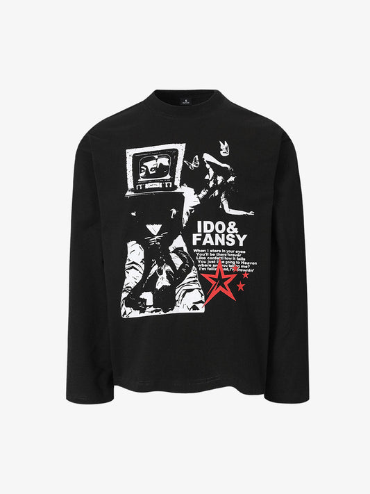 Hip-Hop Dark Punk Graphic Long-Sleeved T-Shirt 