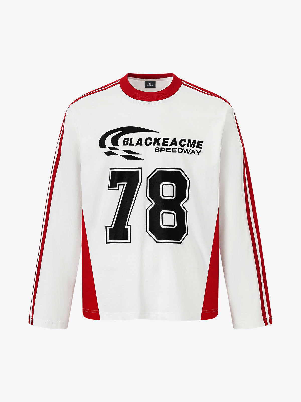 Loose-Fitting Digital Print Colorblock Long-Sleeved T-Shirt 