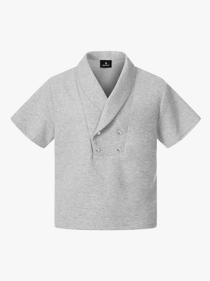 Shawl Collar Button Detail T-Shirt