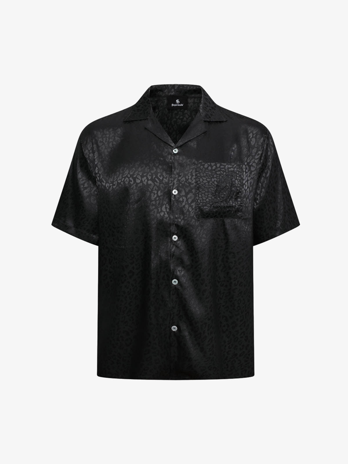 Emerald Crocodile Satin Cuban Shirt 