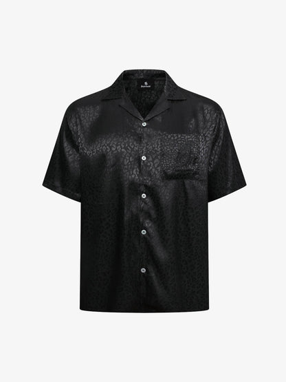 Emerald Crocodile Satin Cuban Shirt 