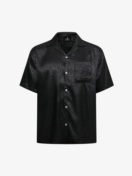 Emerald Crocodile Satin Cuban Shirt 
