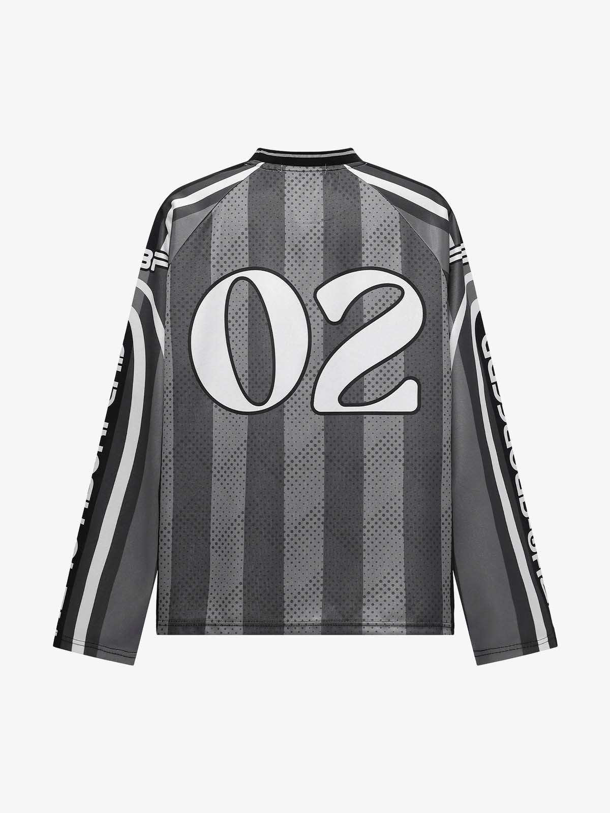Loose Mesh Striped Hip-Hop Long Sleeve Jersey T-Shirt