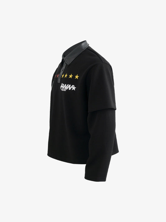 Motorcycle Style Lapel Polo Long Sleeve T-Shirt 