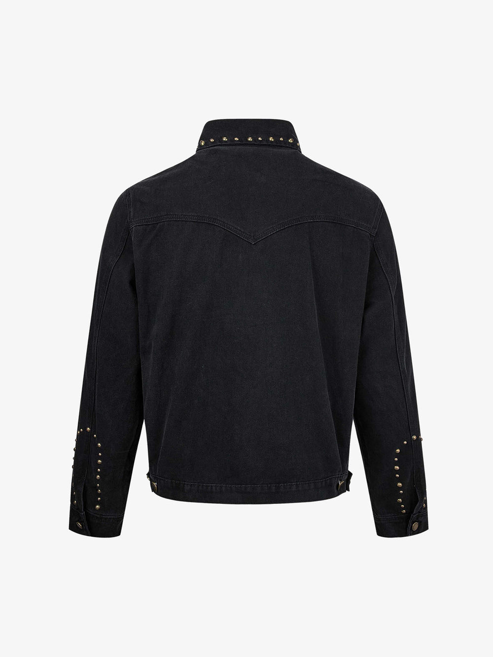 Jeansjacke im Used-Look mit Nietenbesatz und kastenförmiger Passform