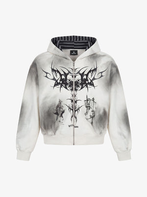 Thorn Portrait Graphic Distressed Gradient Hoodie