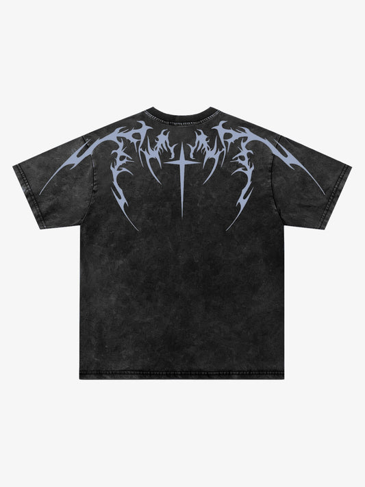 Cross Thorn Graphic Distressed Tee; Black / S, Black / M, Black / L, Black / XL, Black / 2XL