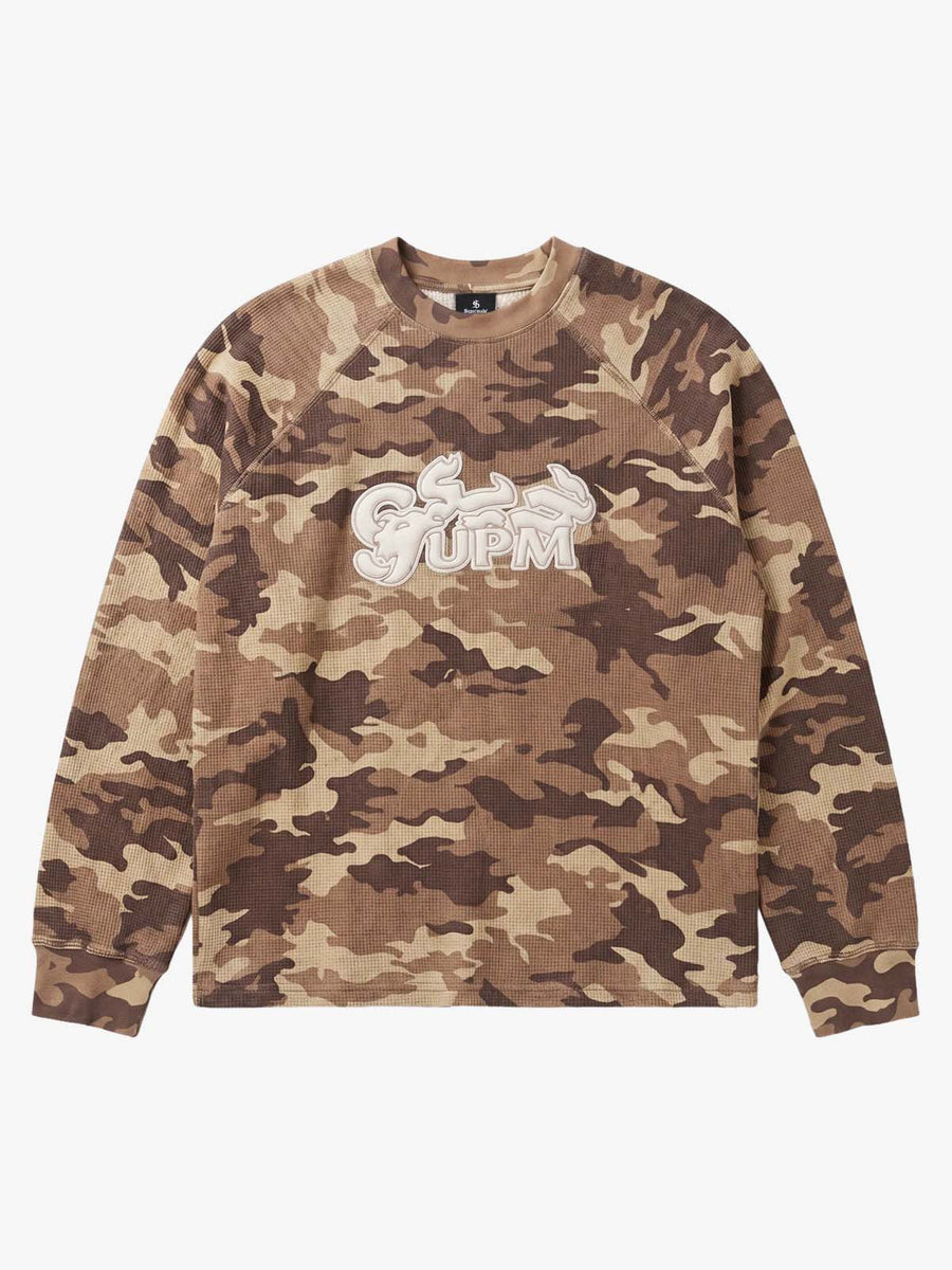 Desert Camo Puff Graphic Waffle Long Sleeve Tee