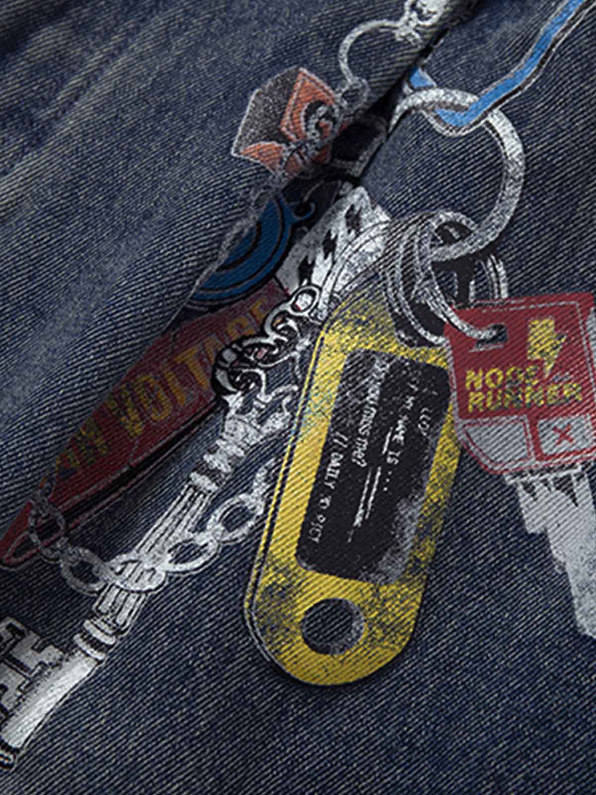 Camouflage Patchwork Workwear Straight Jeans 