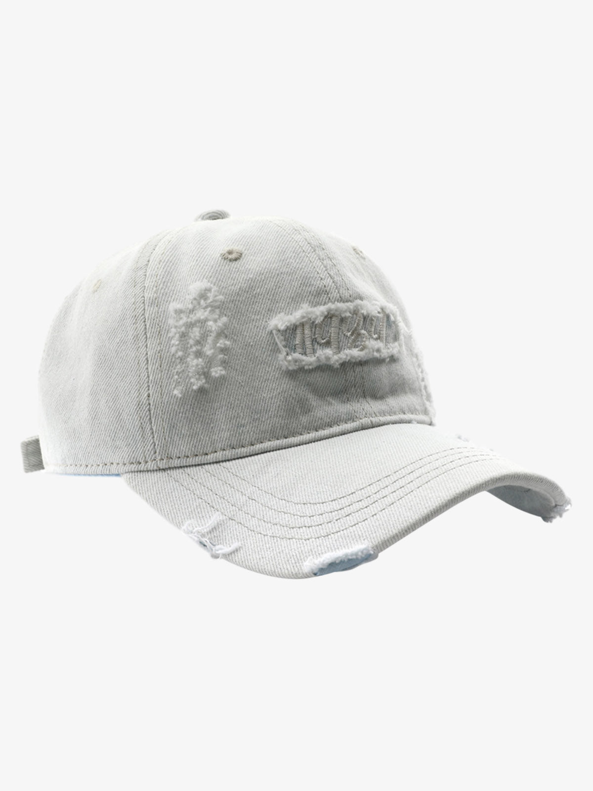 Distressed Denim Baseball Cap with Vintage 1920s Patch - Perfect for Casual and Sporty Looks 