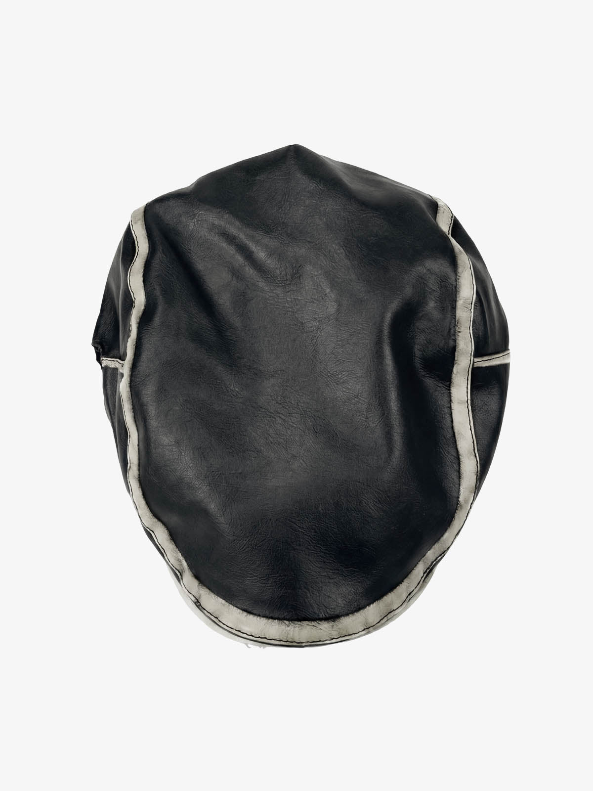 Contrast Stitch Faux Leather Flat Cap 