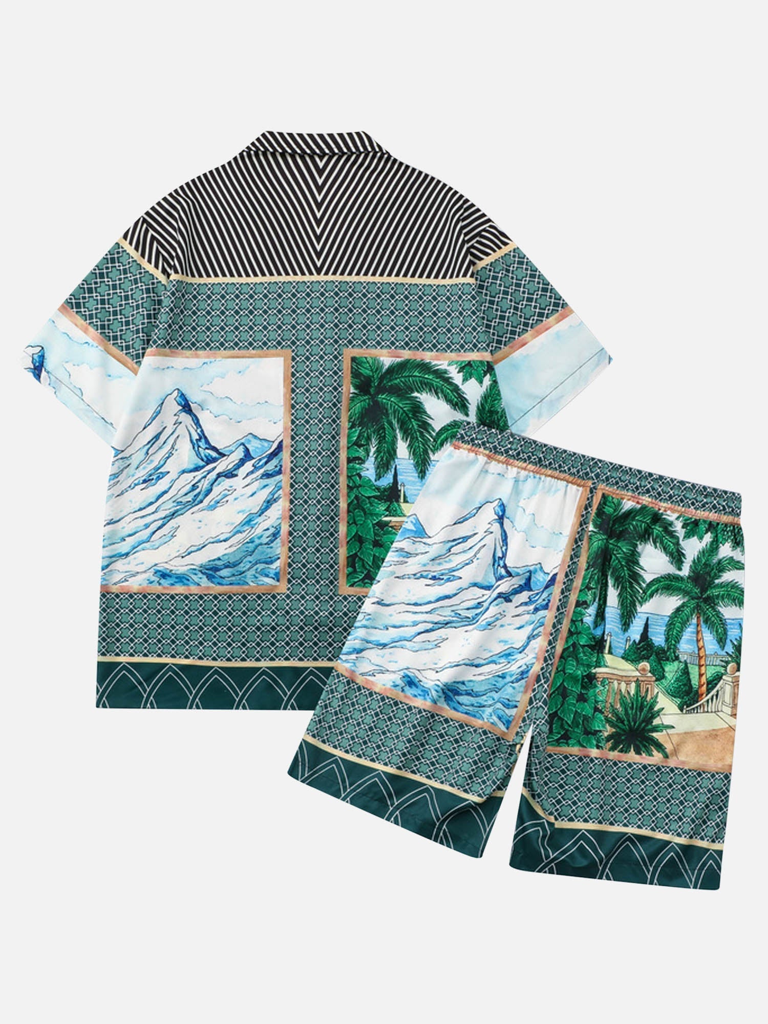 Mountain Coconut Grove Printed Hip-Hop Shirts Short Set