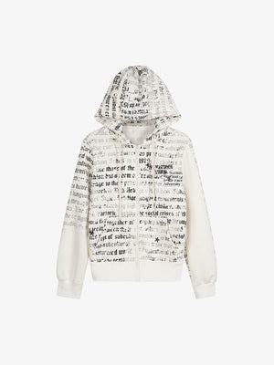 All-Over Letter Graphic Zip Sweatshirt - Supermade