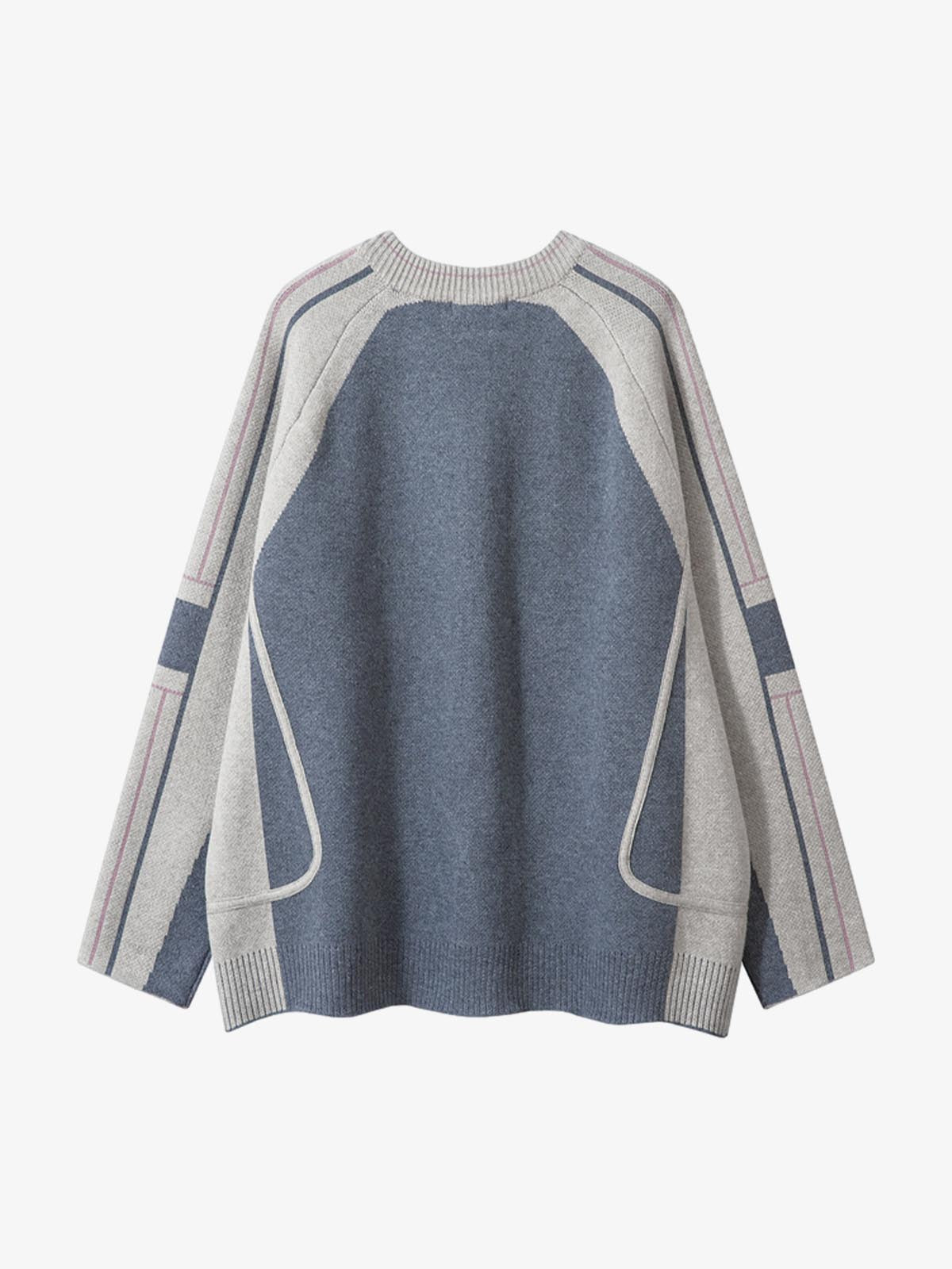 High Street Geometric Deconstruction Splicing Cardigan Sweater 