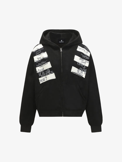 Retro Fake Two-Piece Zipper Hooded Sweatshirt 