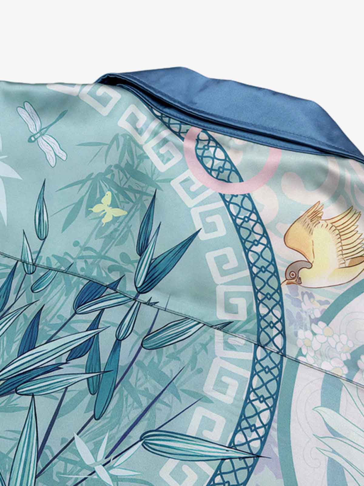 Porcelain Floral Camp Collar Boxy Shirt 
