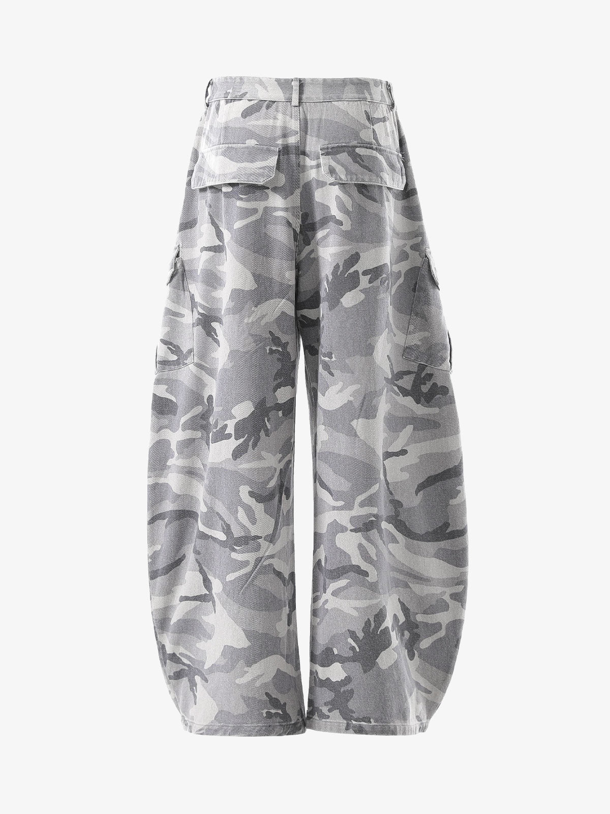 Snow Camouflage Machete Wide-Leg Cargo Barrel Pants - 2548 