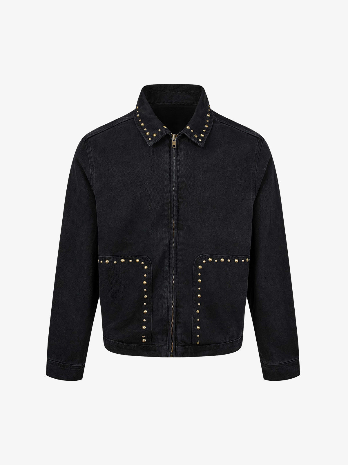 Distressed Studded Boxy Fit Denim Jacket