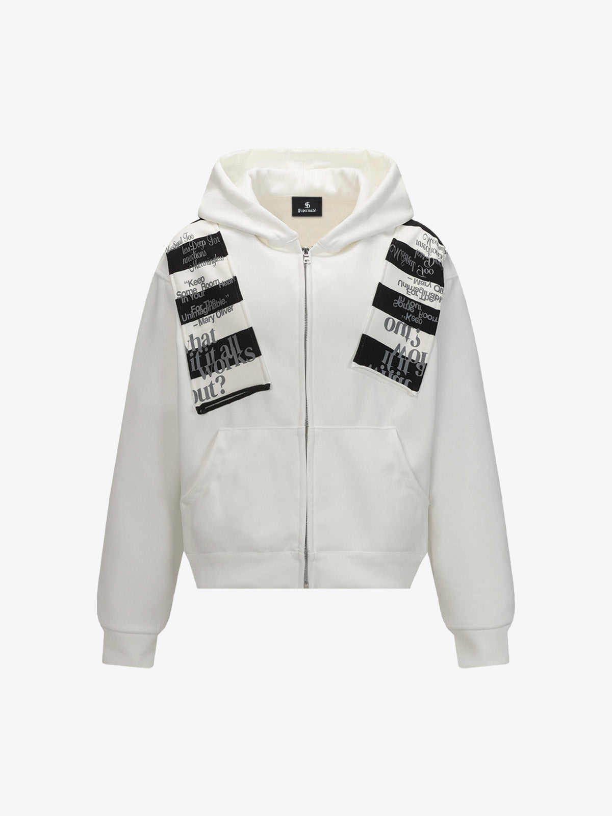 Retro Fake Two-Piece Zipper Hooded Sweatshirt 