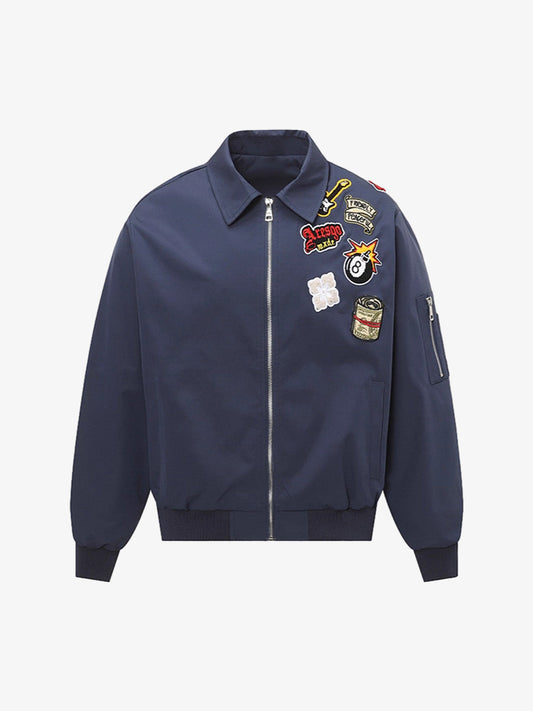Original Design Bomber Jacket for Men and Women - Trendy Patches and High-Quality Construction 