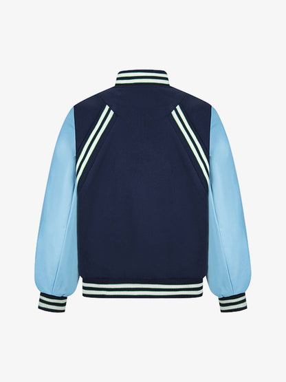 Retro Stripe With Contrast Stitching Baseball Jacket 