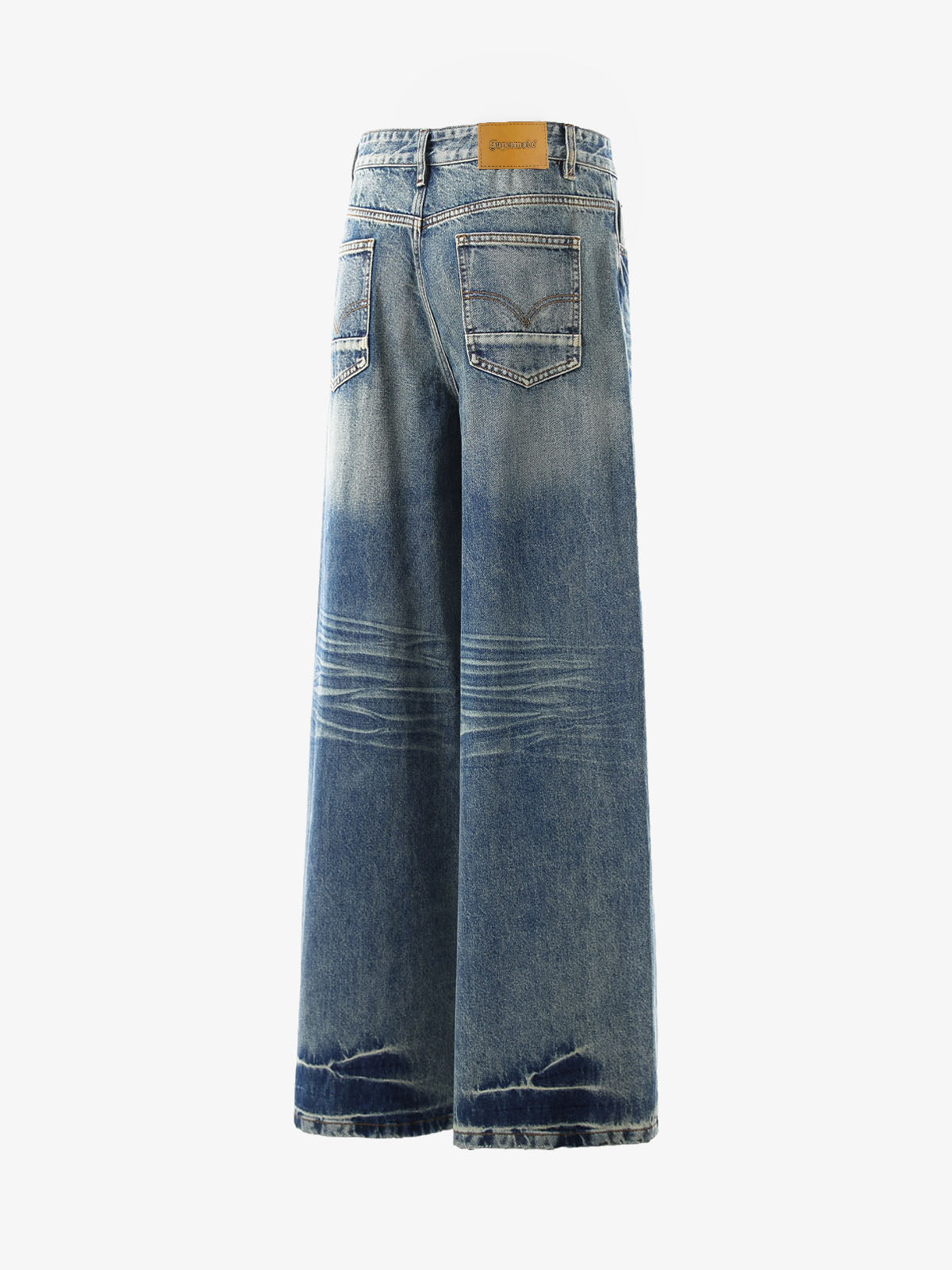 Street Washed Distressed Cat Whisker Jeans 
