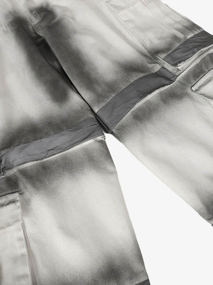 Functional Inkjet Multi-Pocket Wasteland Tactical Wide-Leg Cargo Pants 