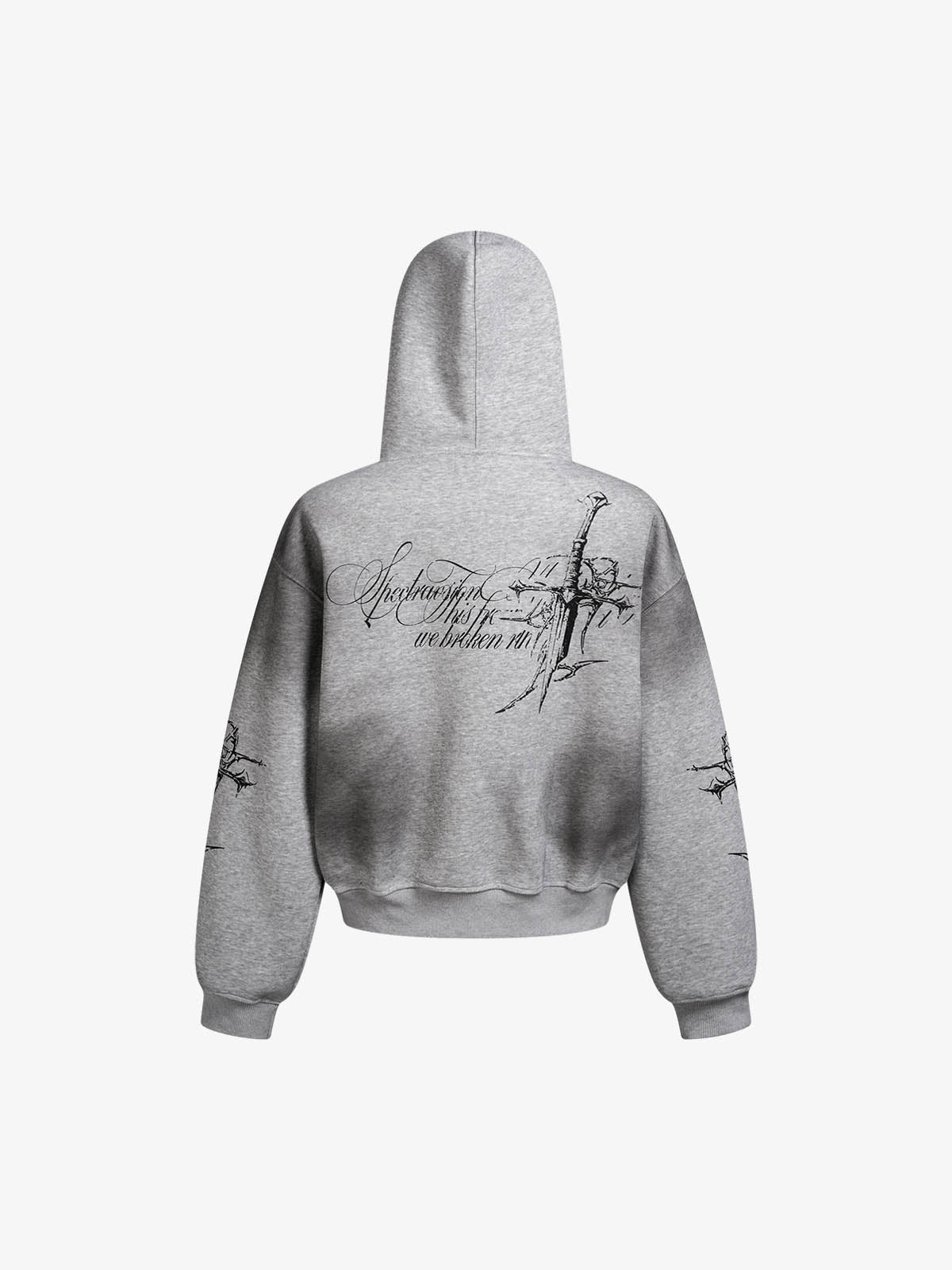 Street Wasteland Washed Cross Print Hooded Sweatshirt 