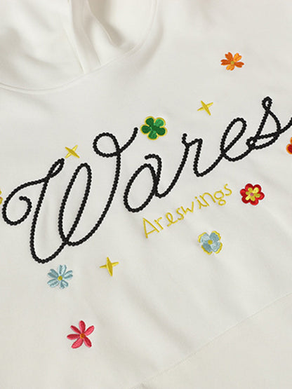 Embroidered Floral Hoodie for Casual Wear - Perfect for Spring and Fall 