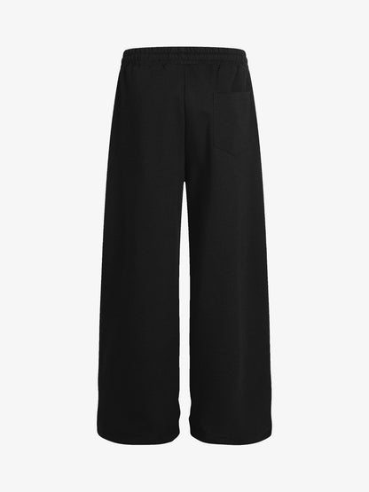 Draped Red Diamond Drawstring Casual Pants 