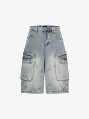 Pantaloncini di jeans cargo con molteplici tasche