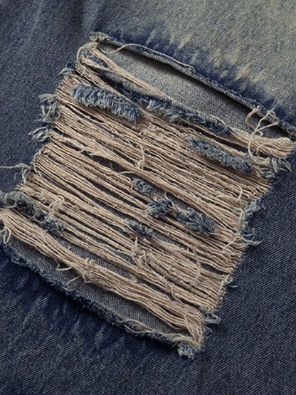 Camouflage Patchwork Workwear Straight Jeans 