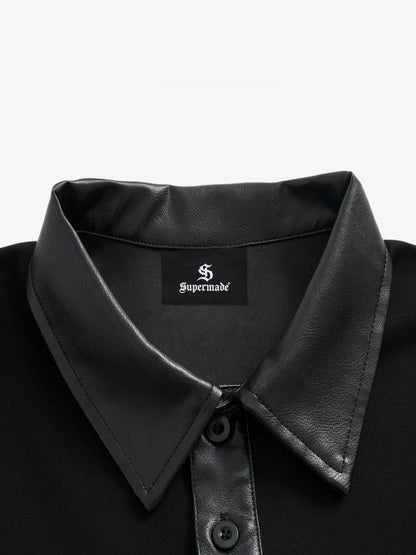Motorcycle Style Lapel Polo Long Sleeve T-Shirt 