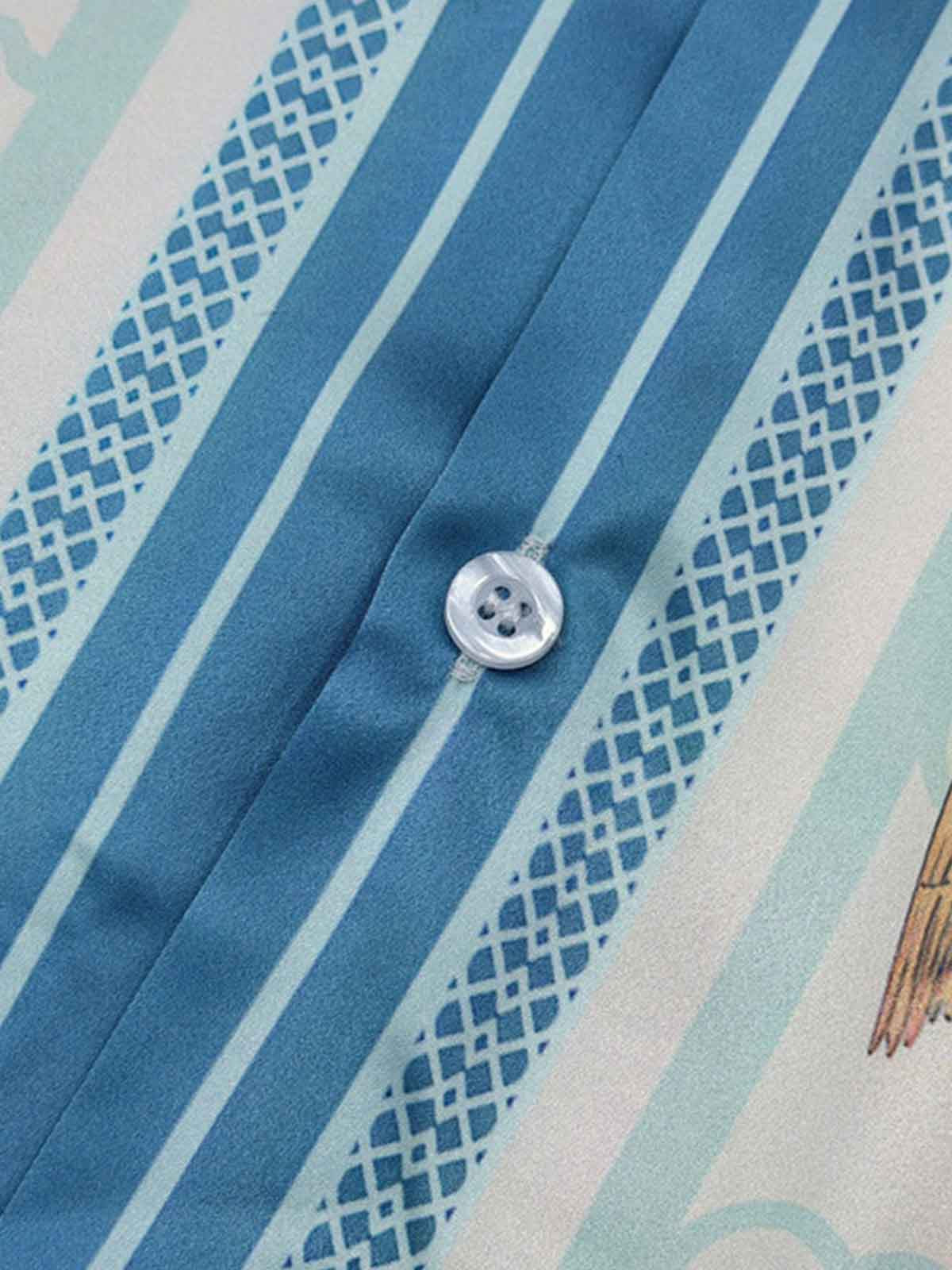 Porcelain Floral Camp Collar Boxy Shirt 