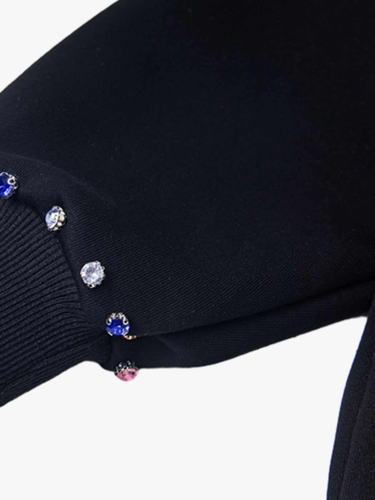 Retro Diamond Beaded Letter Zip Hooded Sweatshirt 